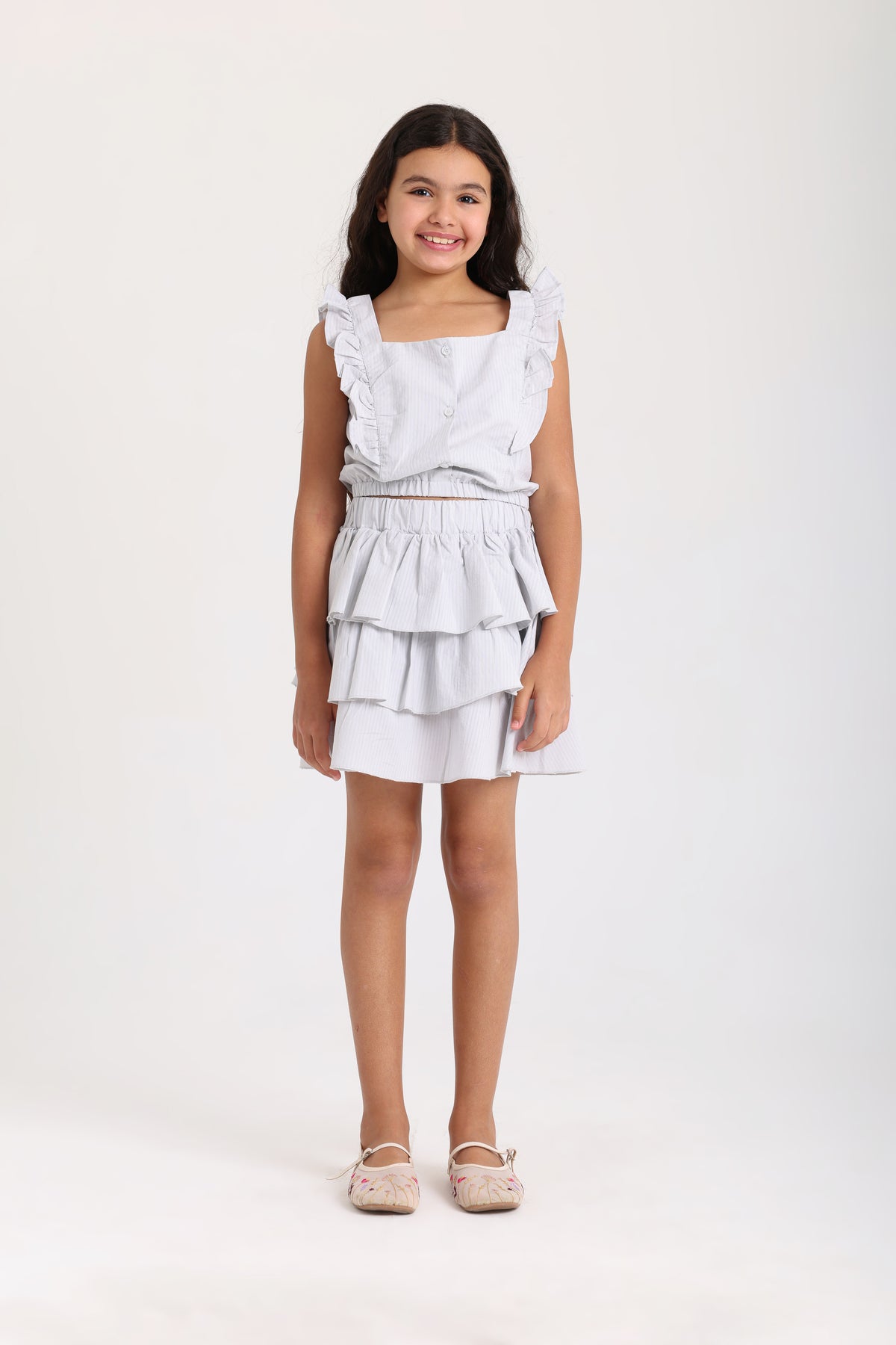 Tiered Skirt Set - Gray