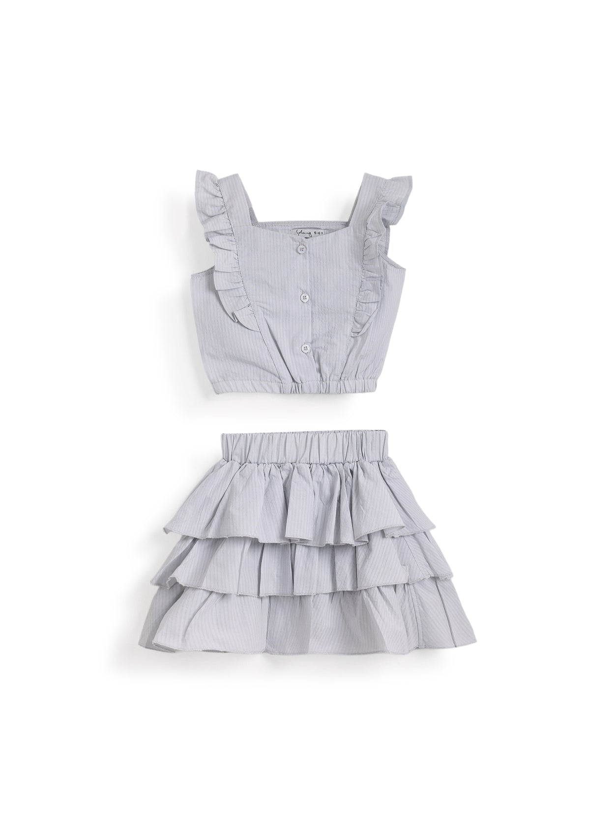 Tiered Skirt Set - Gray