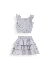 Tiered Skirt Set - Gray