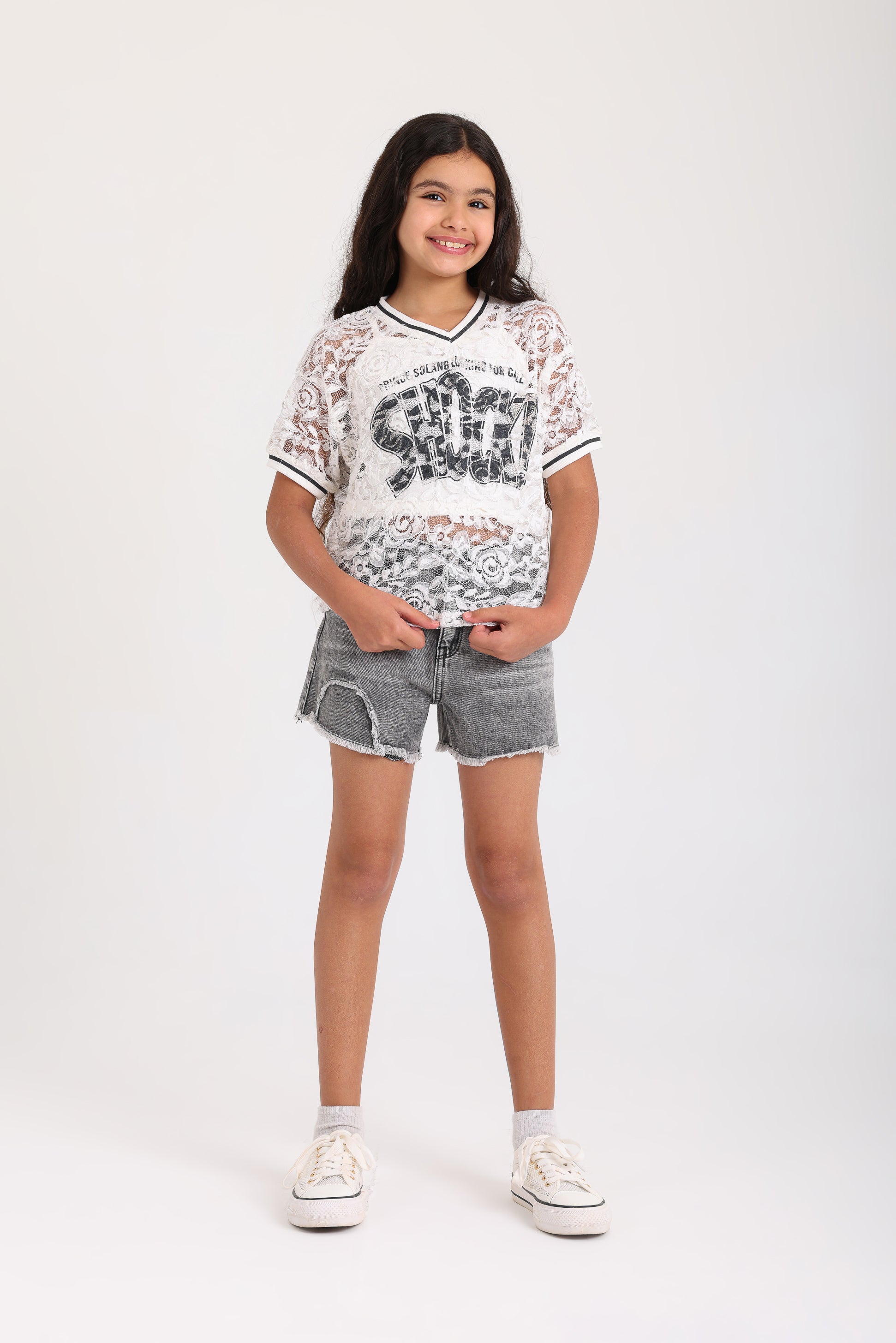 Lace Overlay Top - White