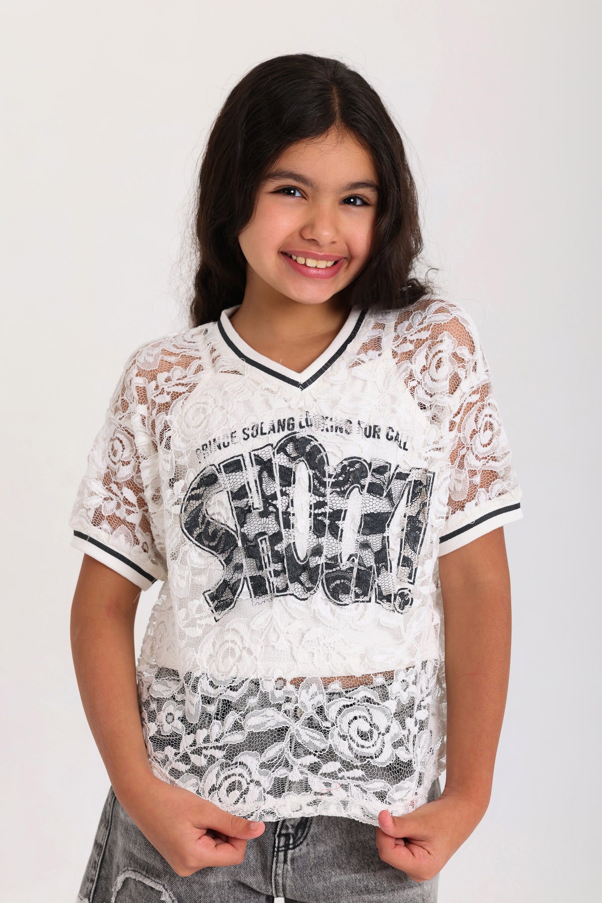 Lace Overlay Top - White