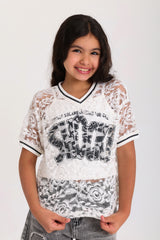 Lace Overlay Top - White
