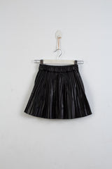 Accordion Black Leather Skirt