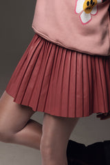 Accordion Leather Skirt