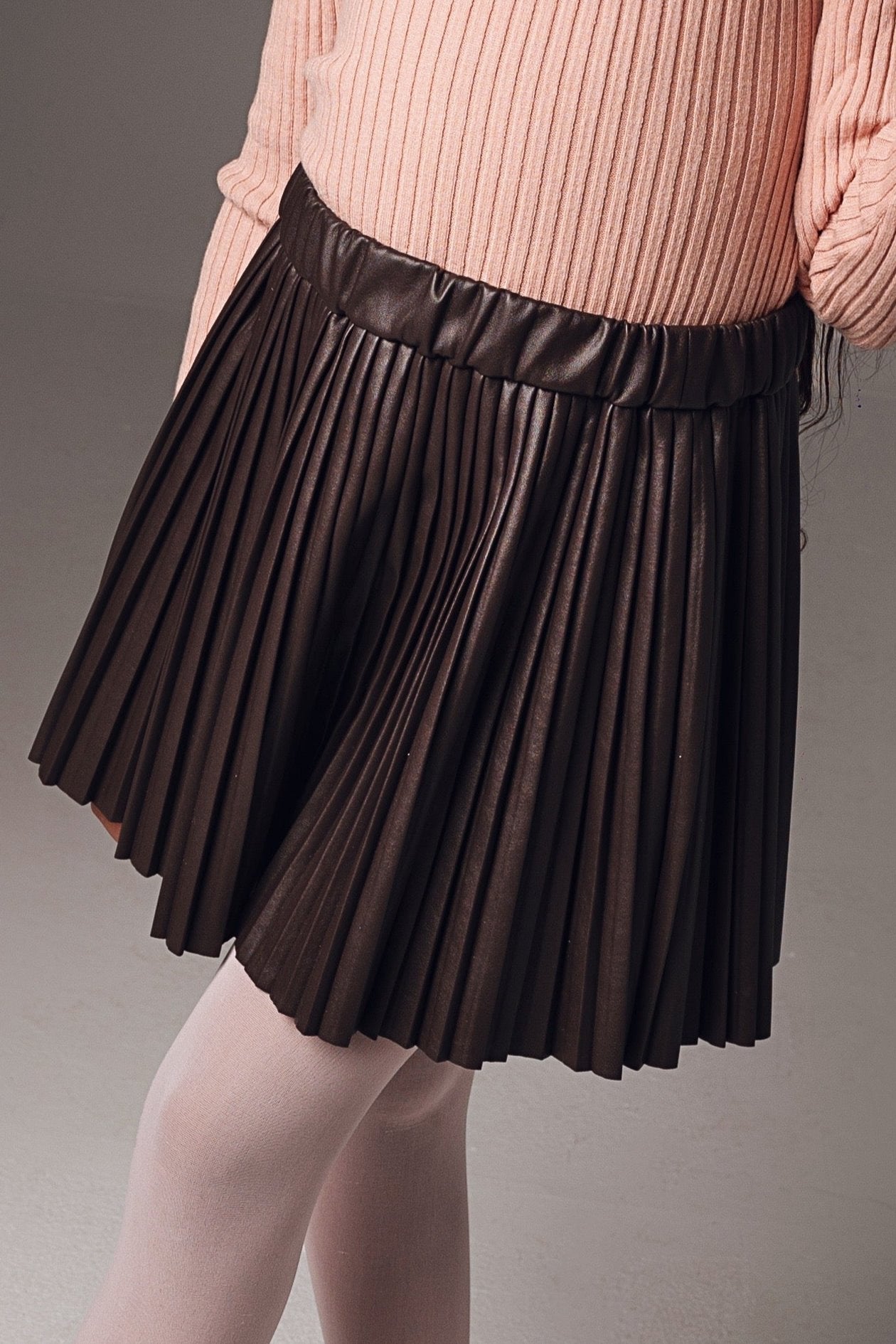 Accordion Leather Skirt