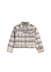 Soft Check Cropped Gray  Jacket