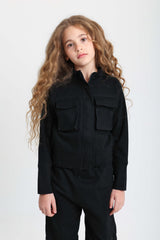 Utility Chic Black Gabardine Set