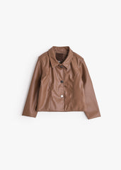 Mini Classic Leather Jacket - Café