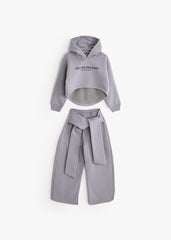 Cozy Tie-Up Hoodie PJ -Gray