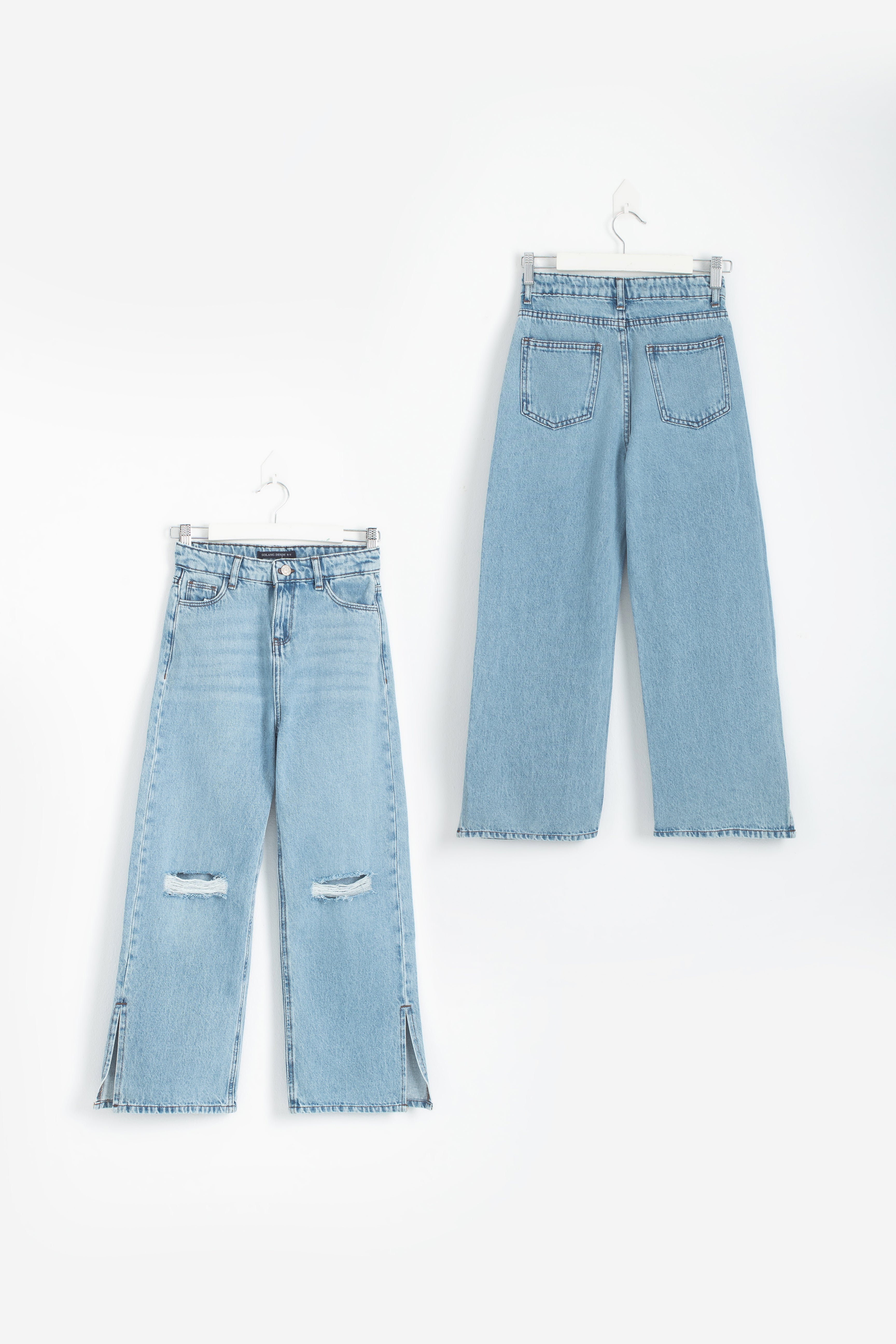 Ripped Knee Wide Leg Dark Jeans