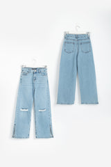 Ripped Knee Wide Leg Dark Jeans