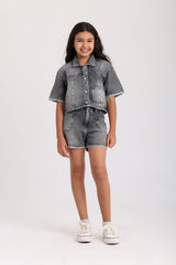 Denim Co-ord Set - Gray