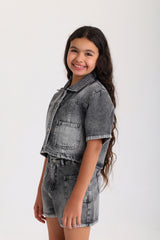 Denim Co-ord Set - Gray