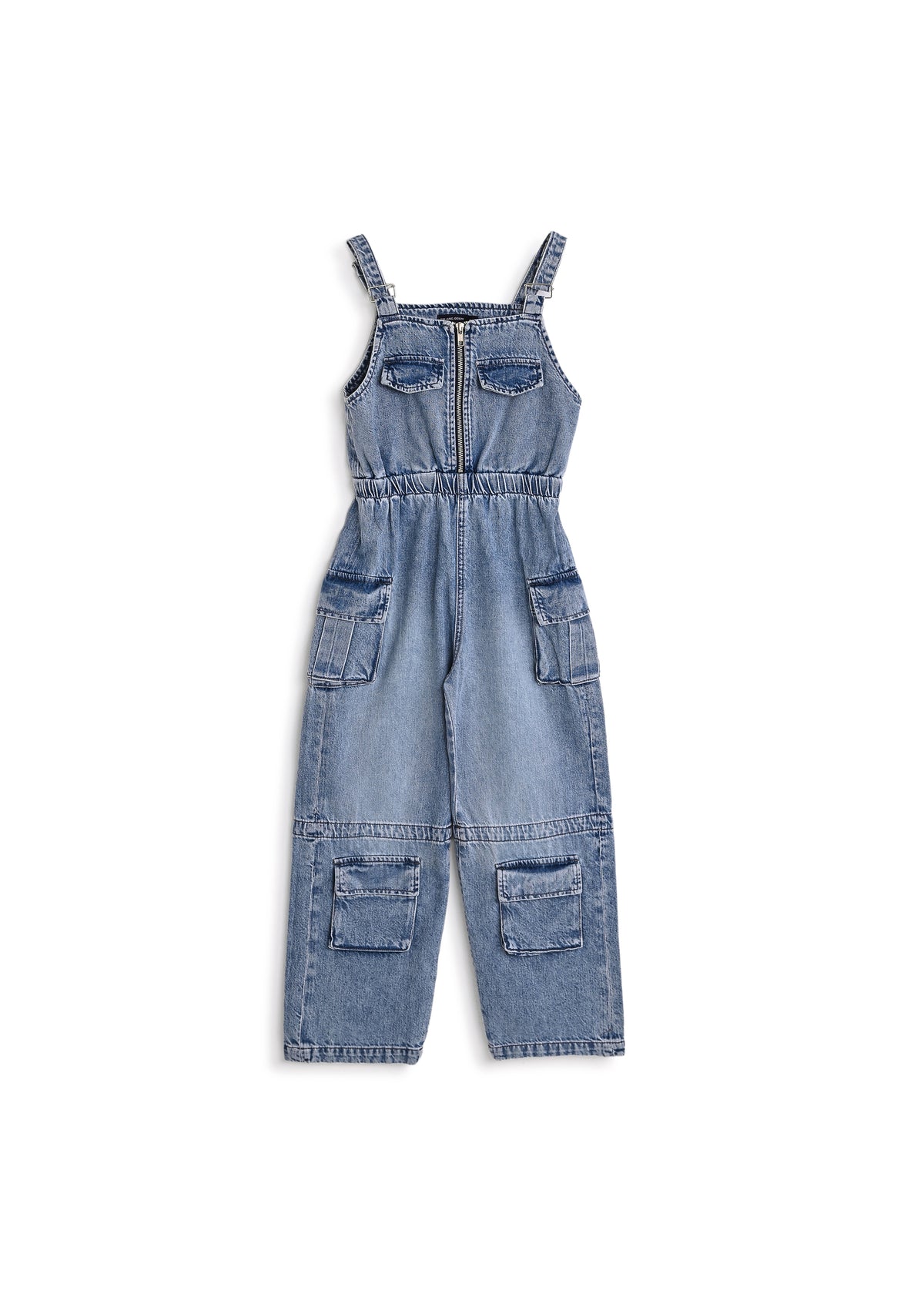 Pocket Parade Denim Overall - Light Blue