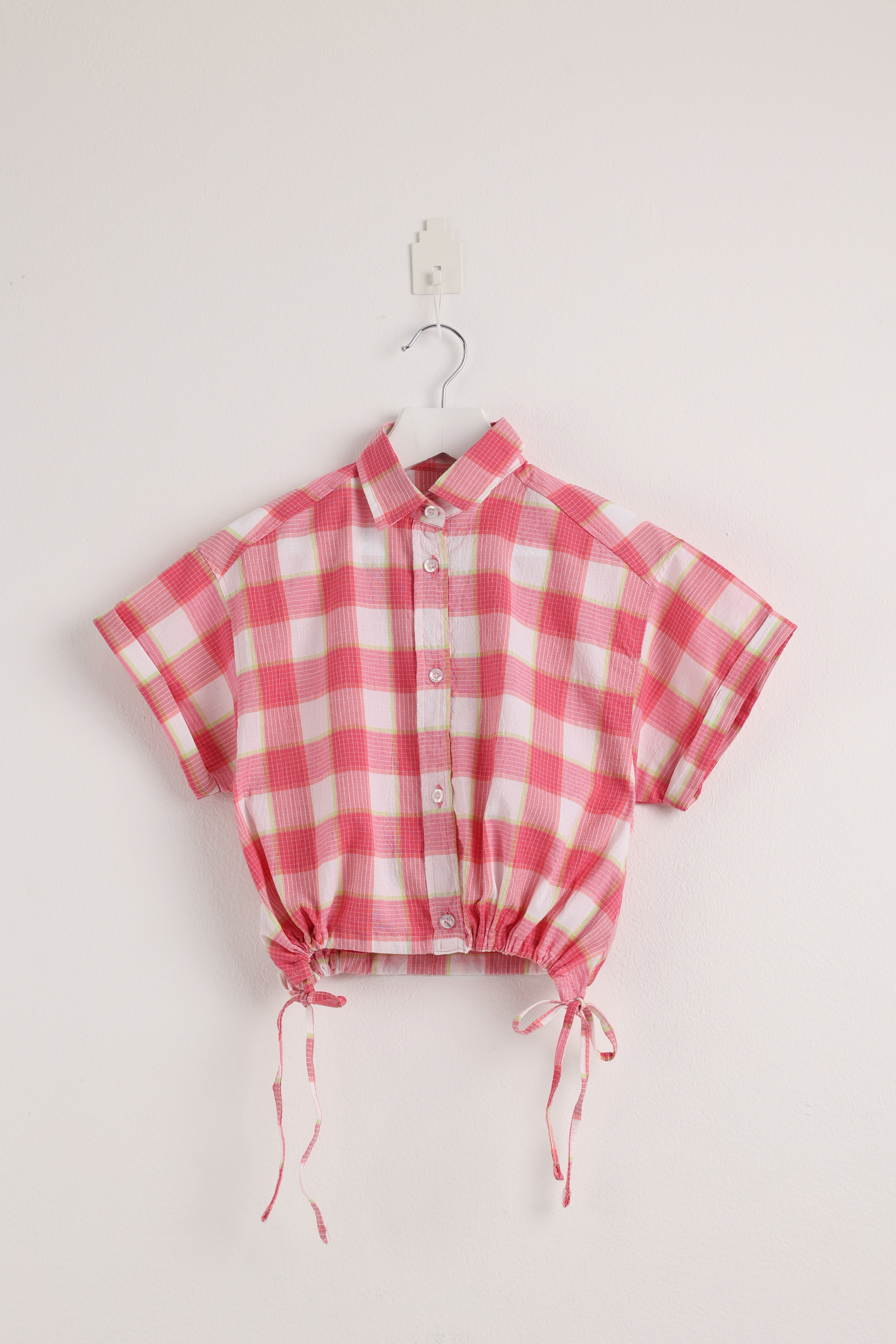 Cropped Tie-front Shirt - Kiwi