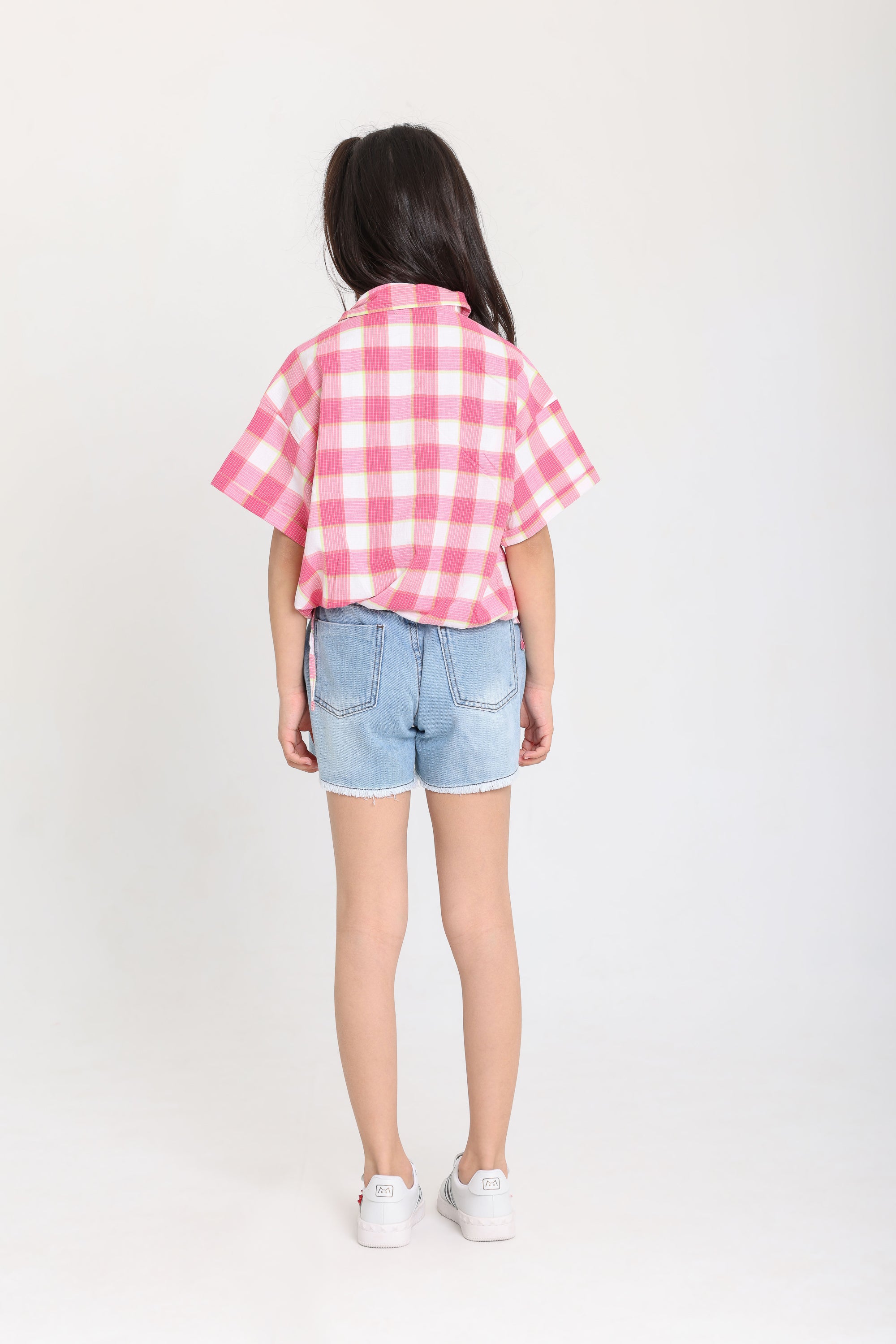 Cropped Tie-front Shirt - Kiwi