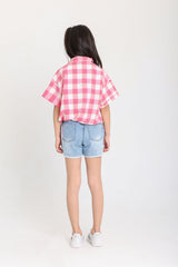 Cropped Tie-front Shirt - Kiwi