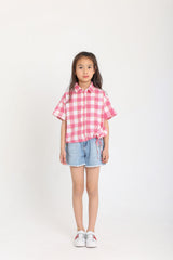 Cropped Tie-front Shirt - Kiwi