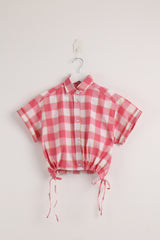 Cropped Tie-front Shirt - Kiwi
