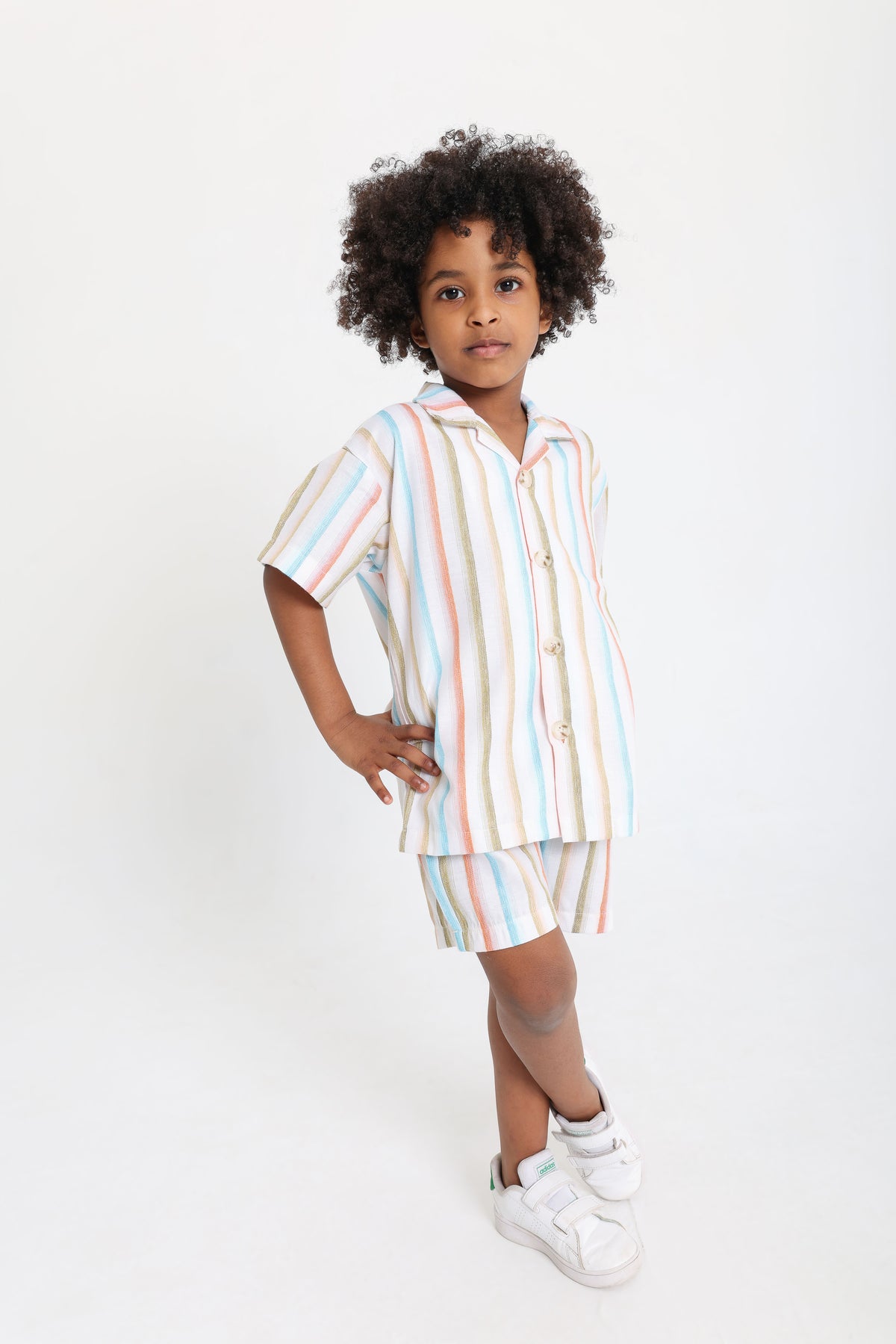 Pastel Striped Boys Shirt &amp; Shorts Set