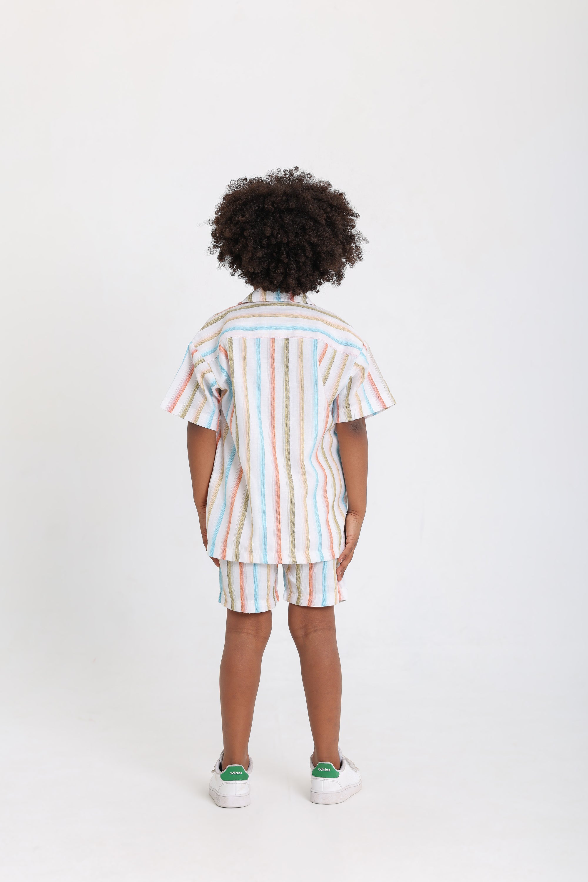 Pastel Striped Boys Shirt &amp; Shorts Set