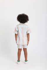 Pastel Striped Boys Shirt &amp; Shorts Set
