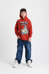 Lazy Morning Dark Red Cotton Hoodie