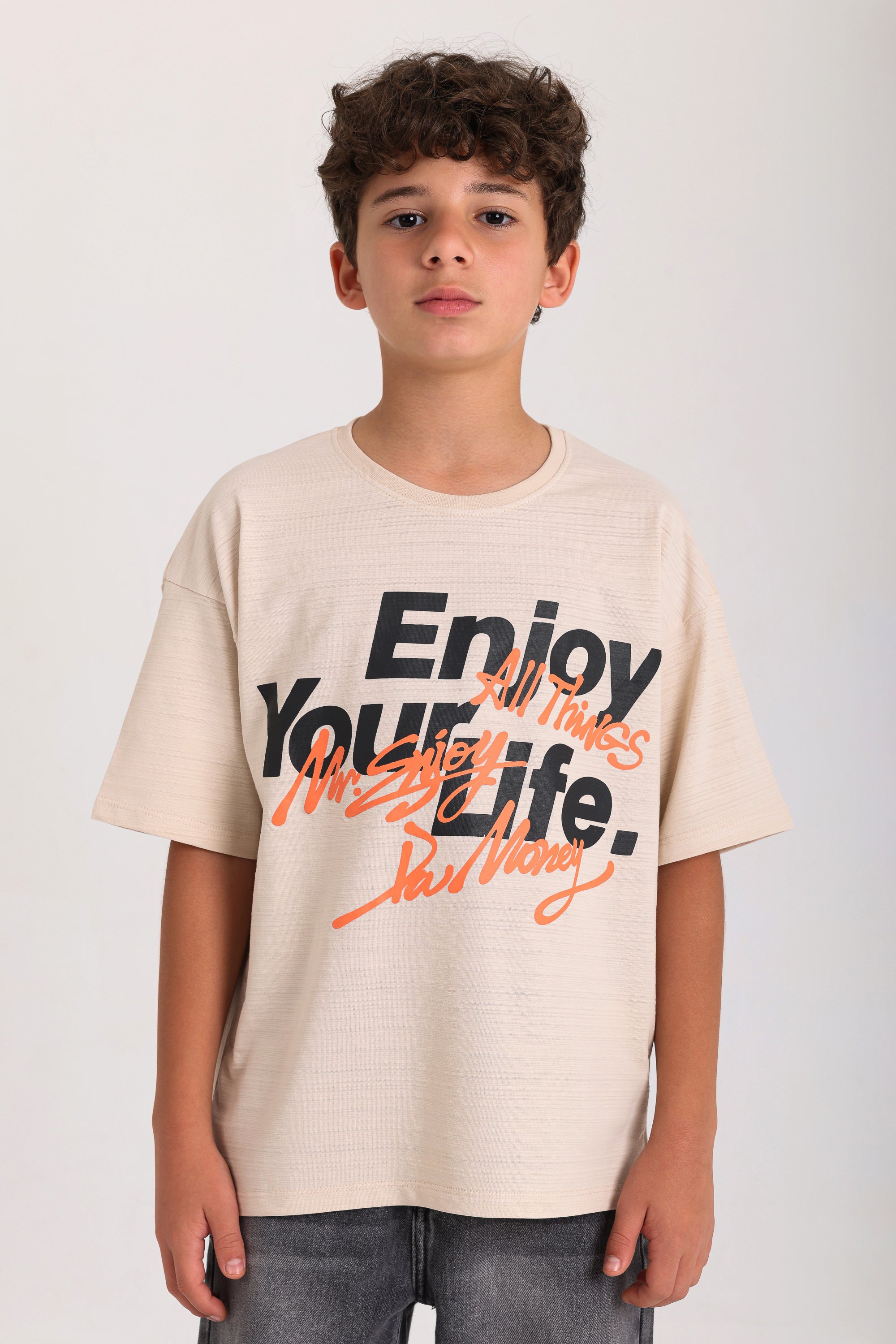 Enjoy Your Life T-shirt- Beige