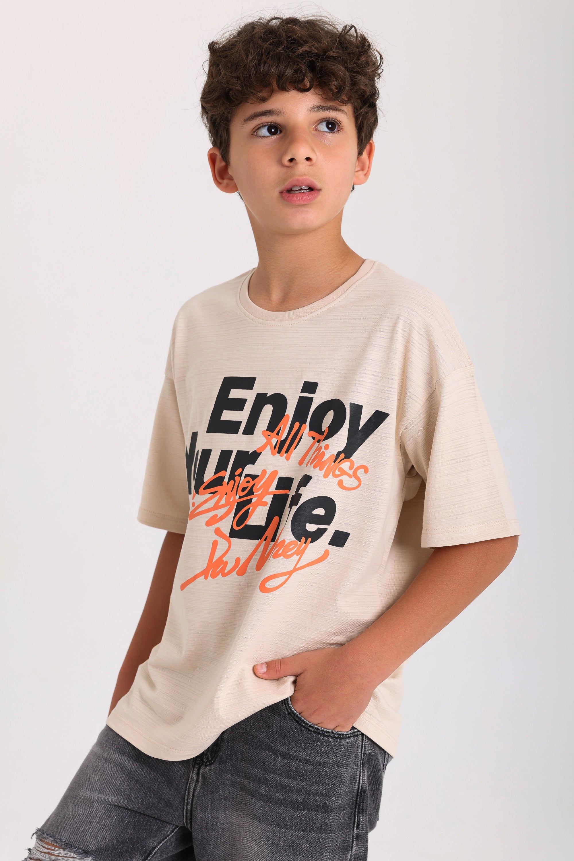 Enjoy Your Life T-shirt- Beige