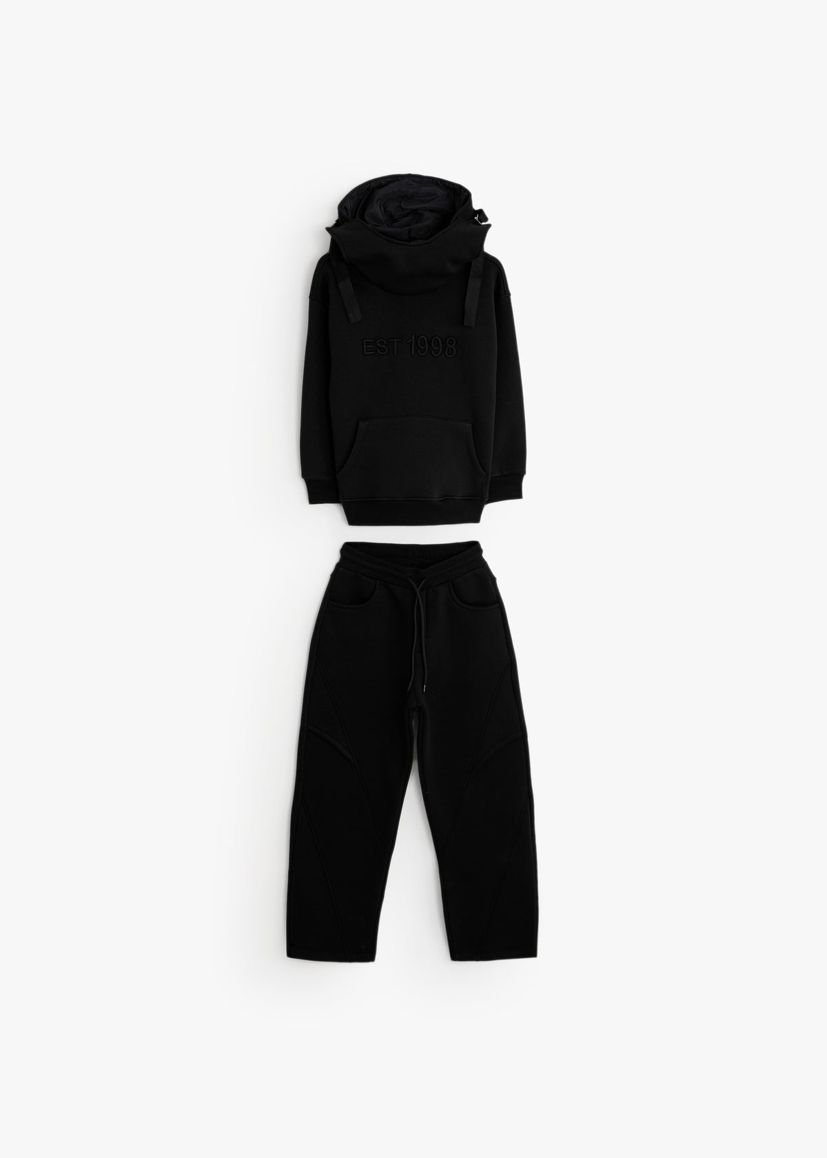Plain Black Hooded Set