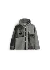 Cozy Knit & Denim Jacket - Gray