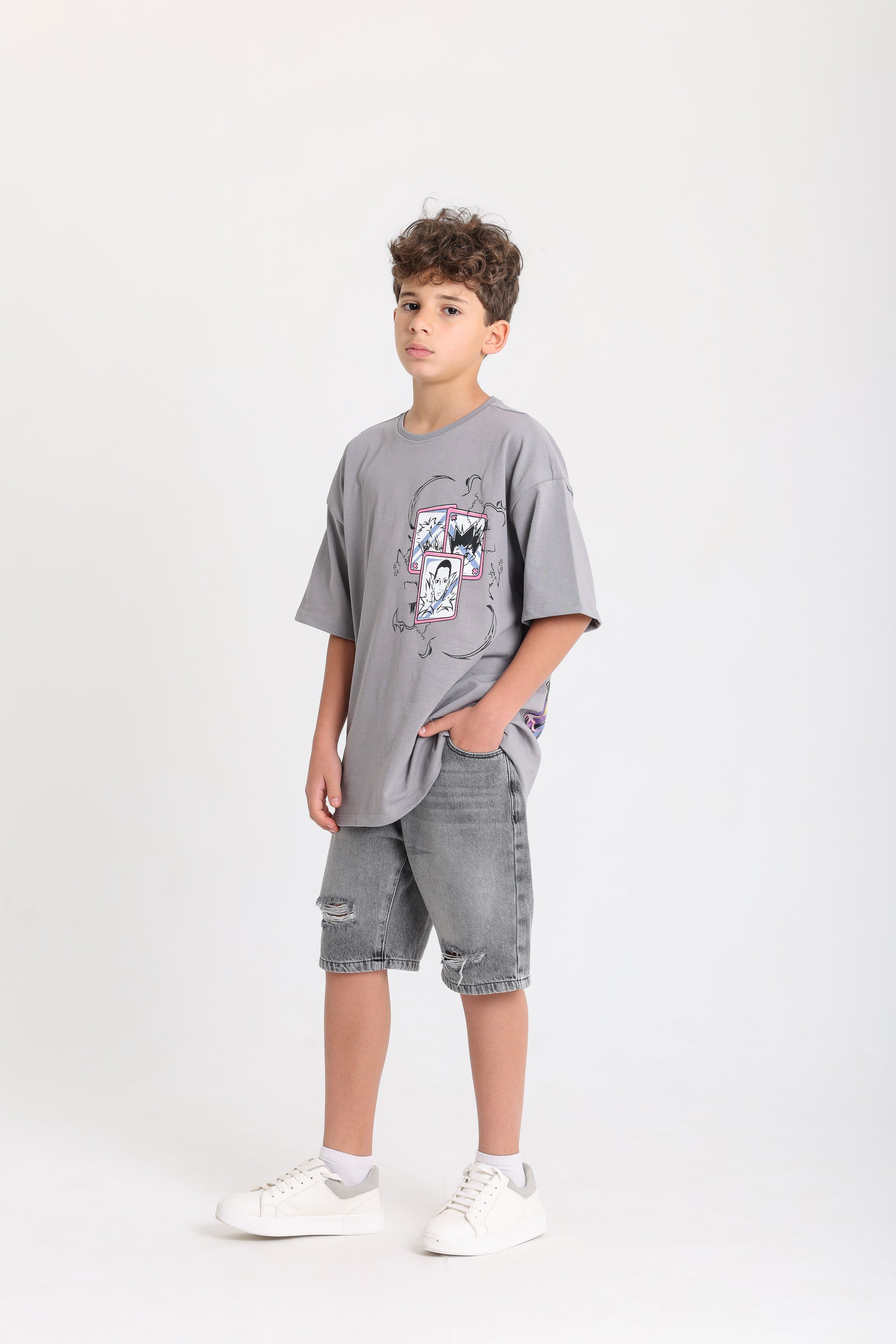 Anime Teen T-shirt - Gray