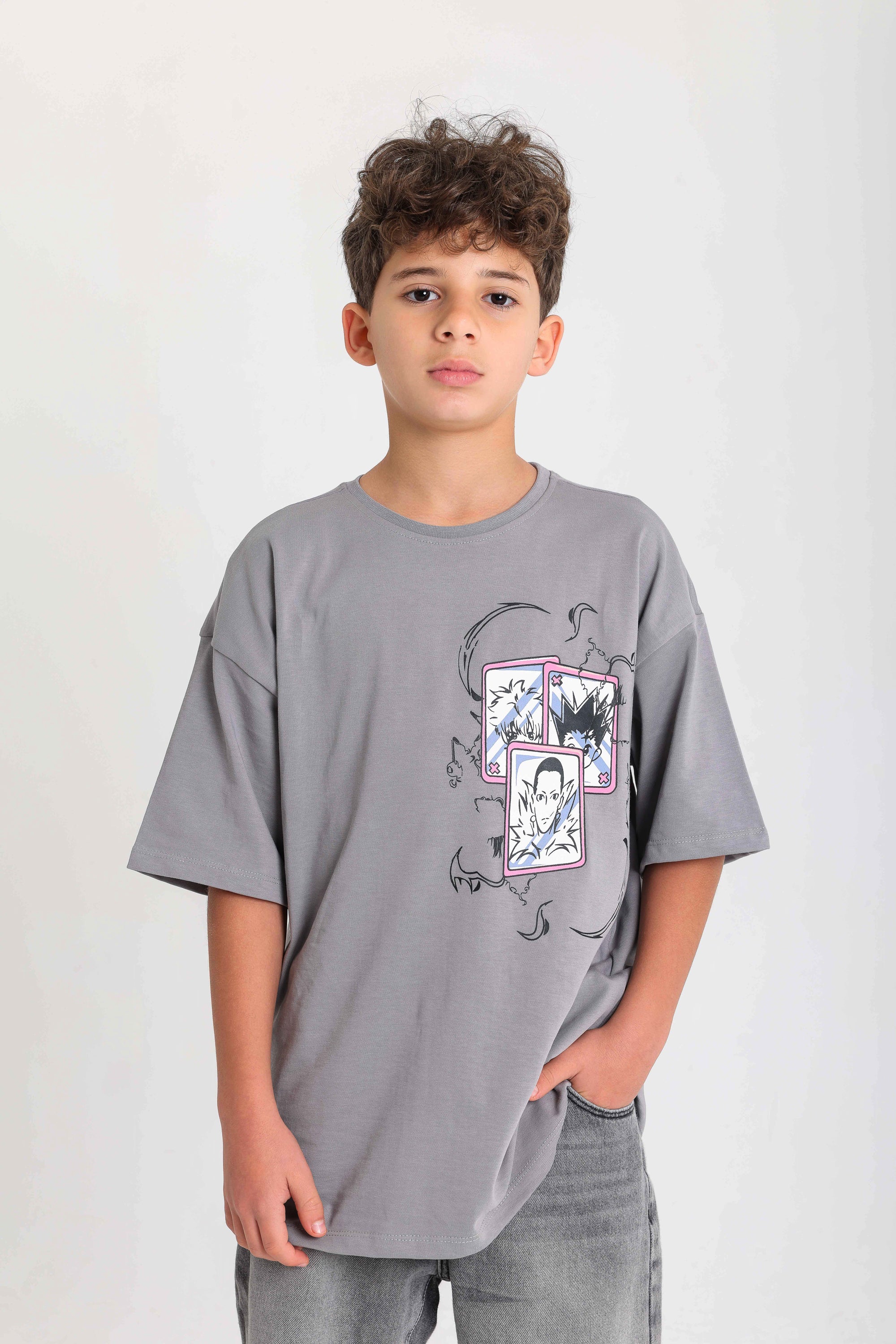 Anime Teen T-shirt - Gray