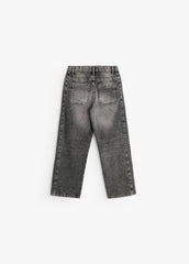 Relaxed Curved Denim -Light Gray