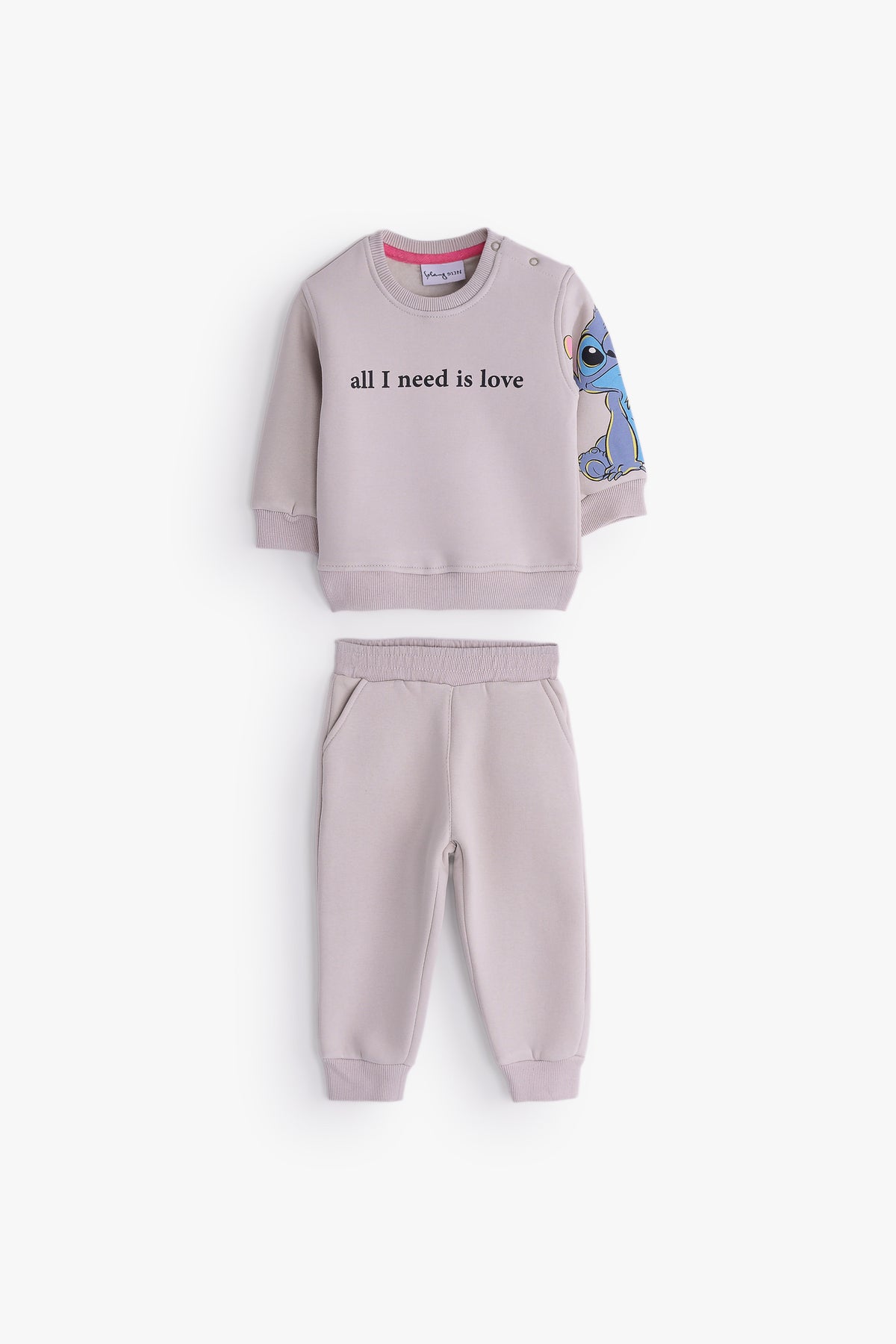 Stitch Graphic Baby Set - Gray