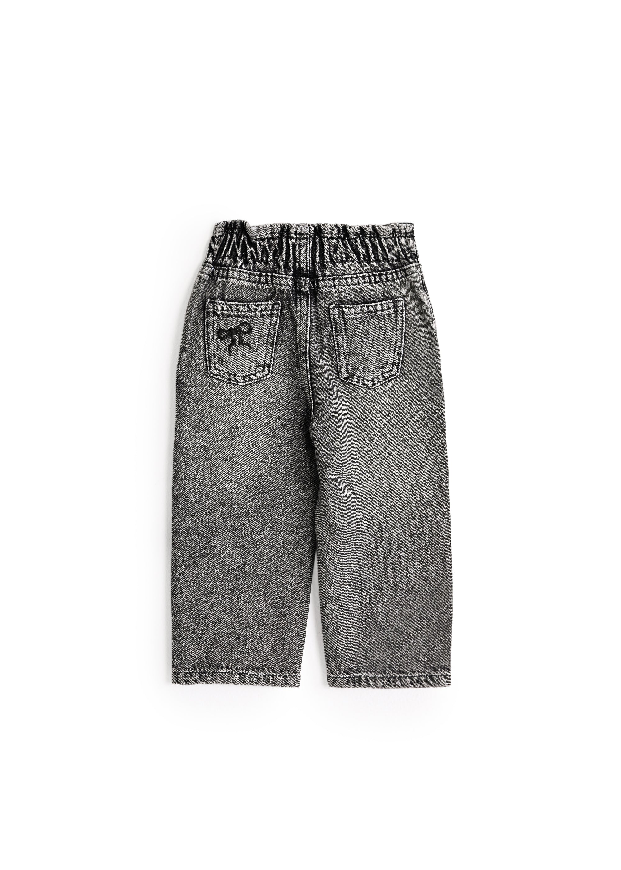 Bow Relaxed Baby Girl Gray Denim