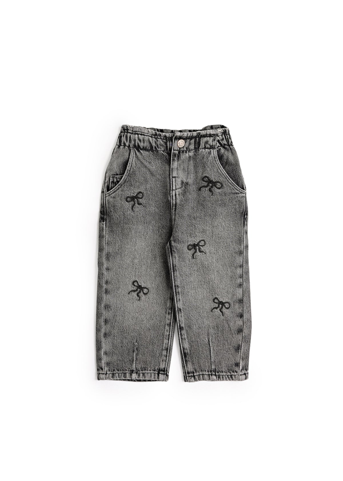 Bow Relaxed Baby Girl Gray Denim