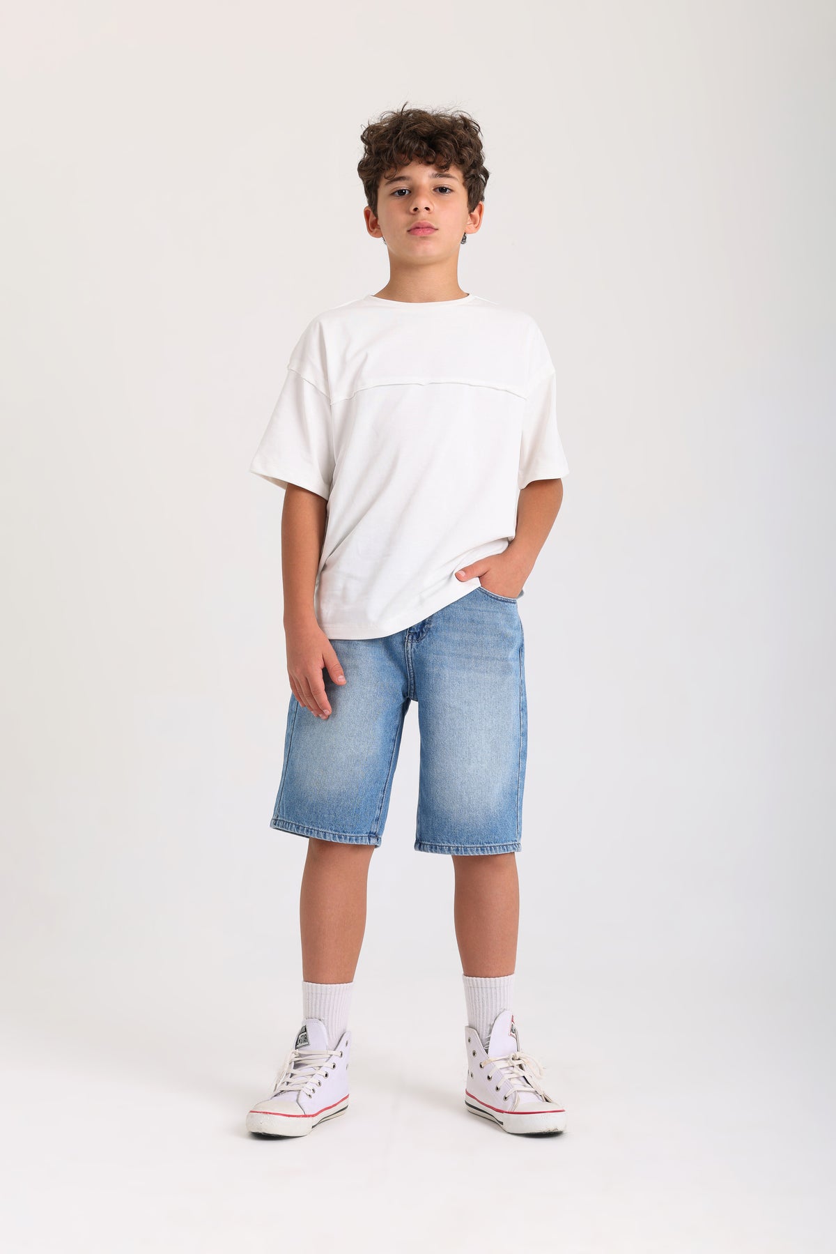 Knee-length Denim Shorts - Jeans