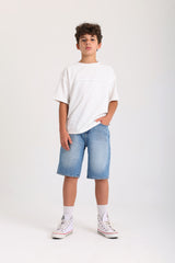 Knee-length Denim Shorts - Jeans