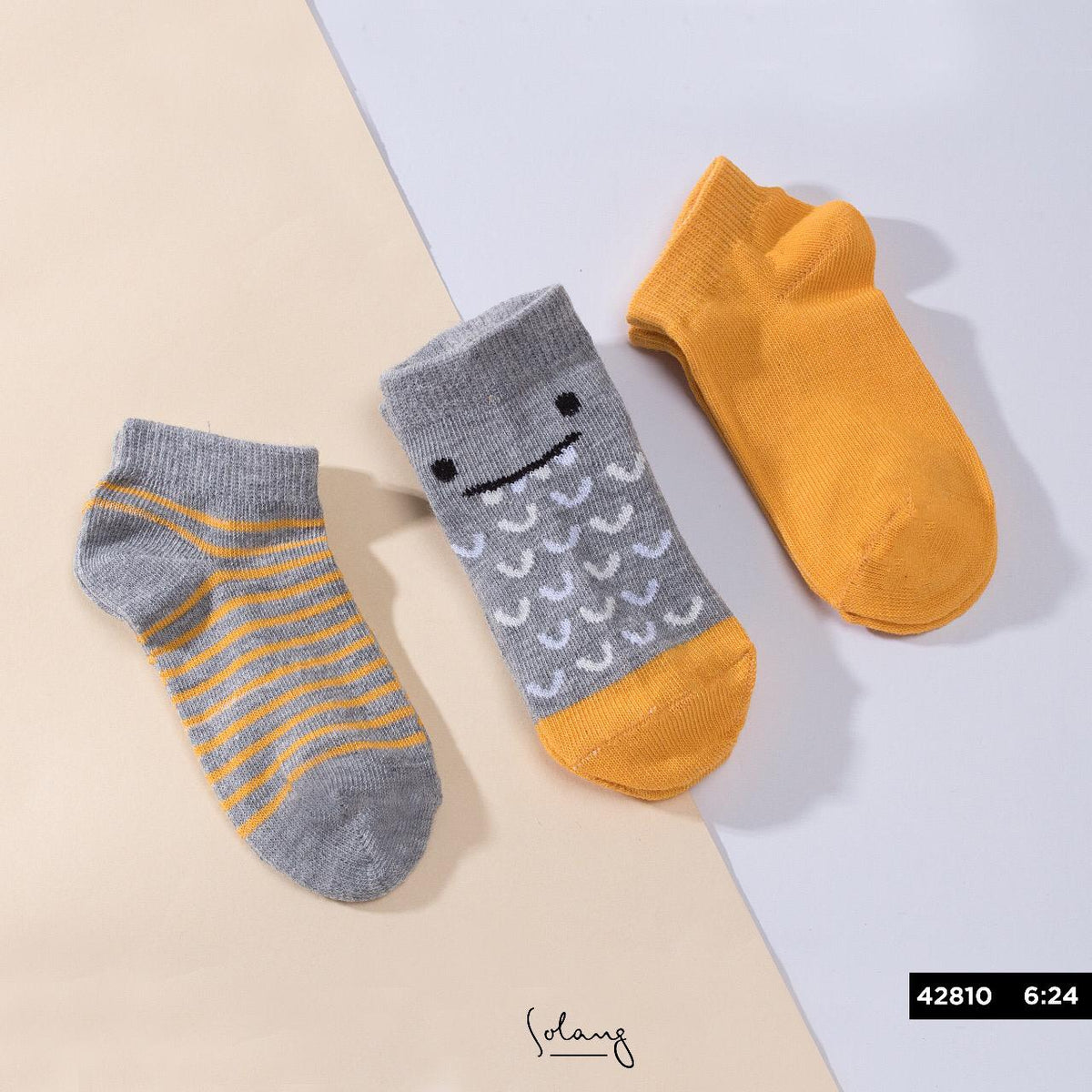 Infant Yellow & Gray Socks / Pack of Three