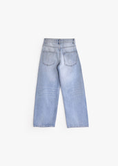 Faded Wide Leg Denim - Light Blue
