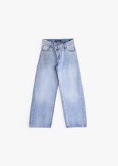 Faded Wide Leg Denim - Light Blue