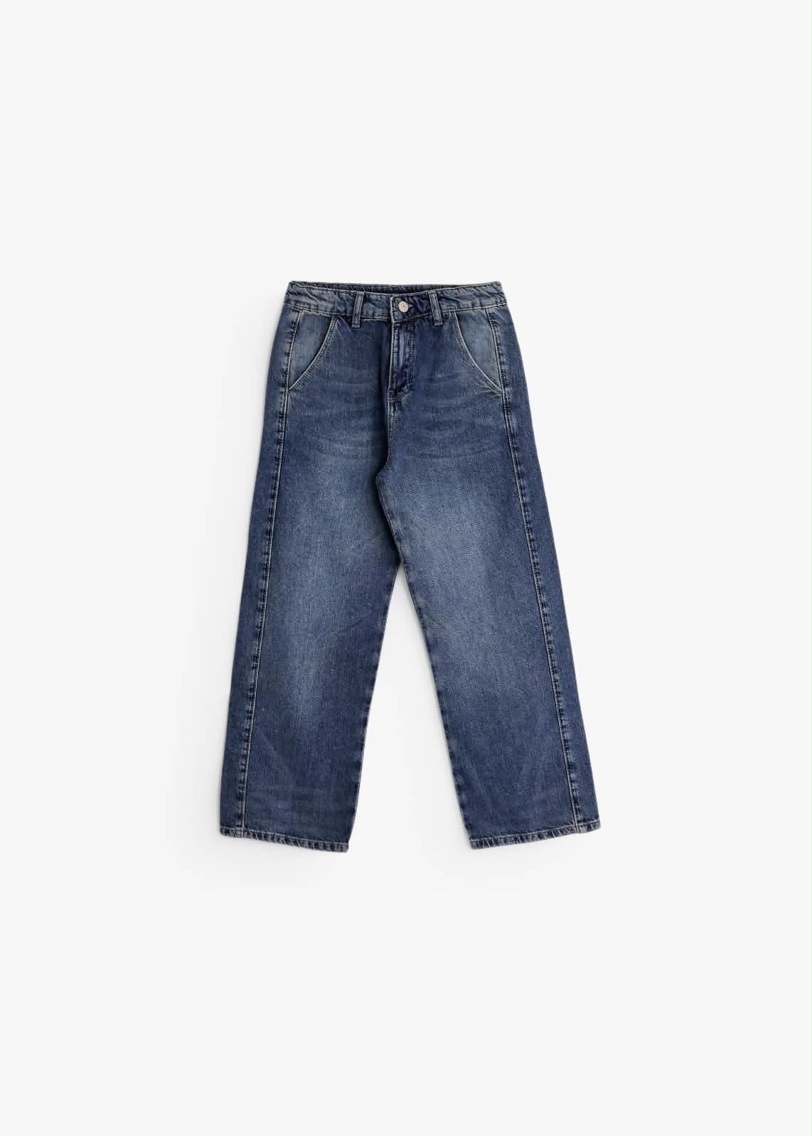 Relaxed Curved Denim - Beige