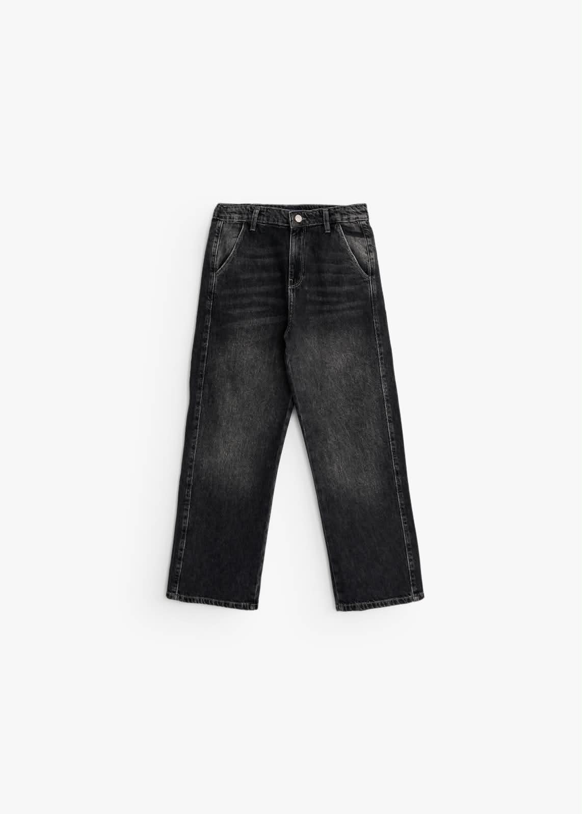Relaxed Curved Denim - Gray