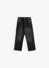 Relaxed Curved Denim - Gray