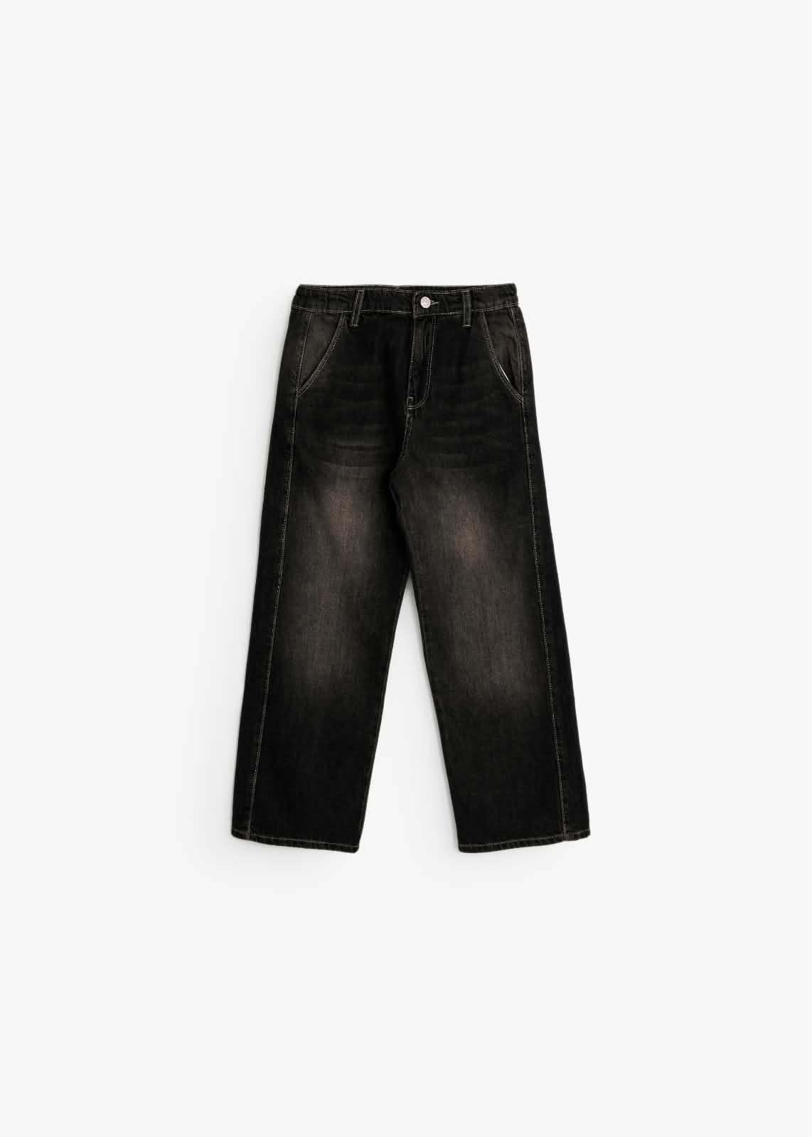 Relaxed Curved Denim -Brown