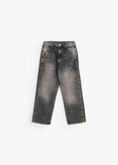 Relaxed Curved Denim -Light Gray