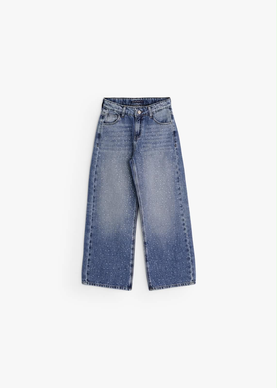 Striped Wide-Leg Jeans- Jeans