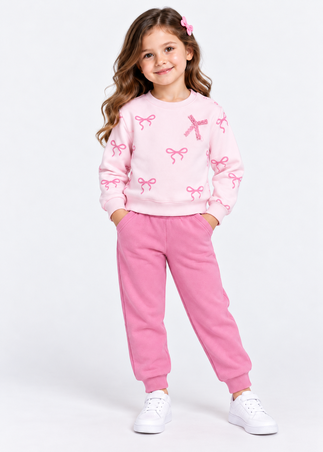 Girls' Pink Bow Print PJ