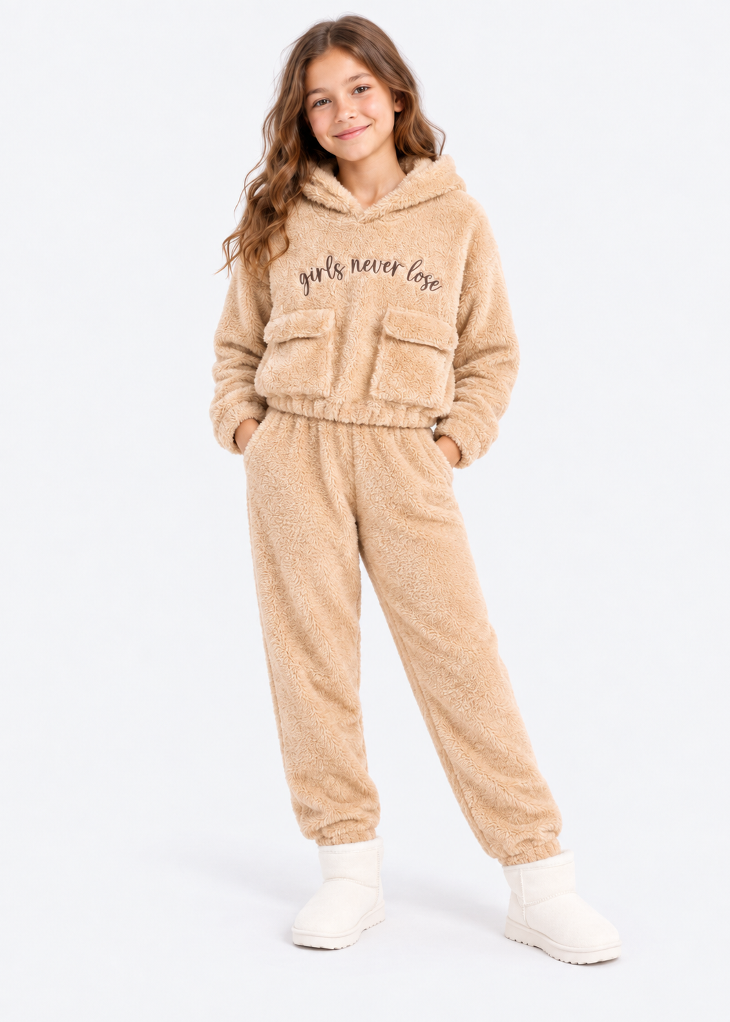 Girls Never Lose Fur Light Beige Pajama